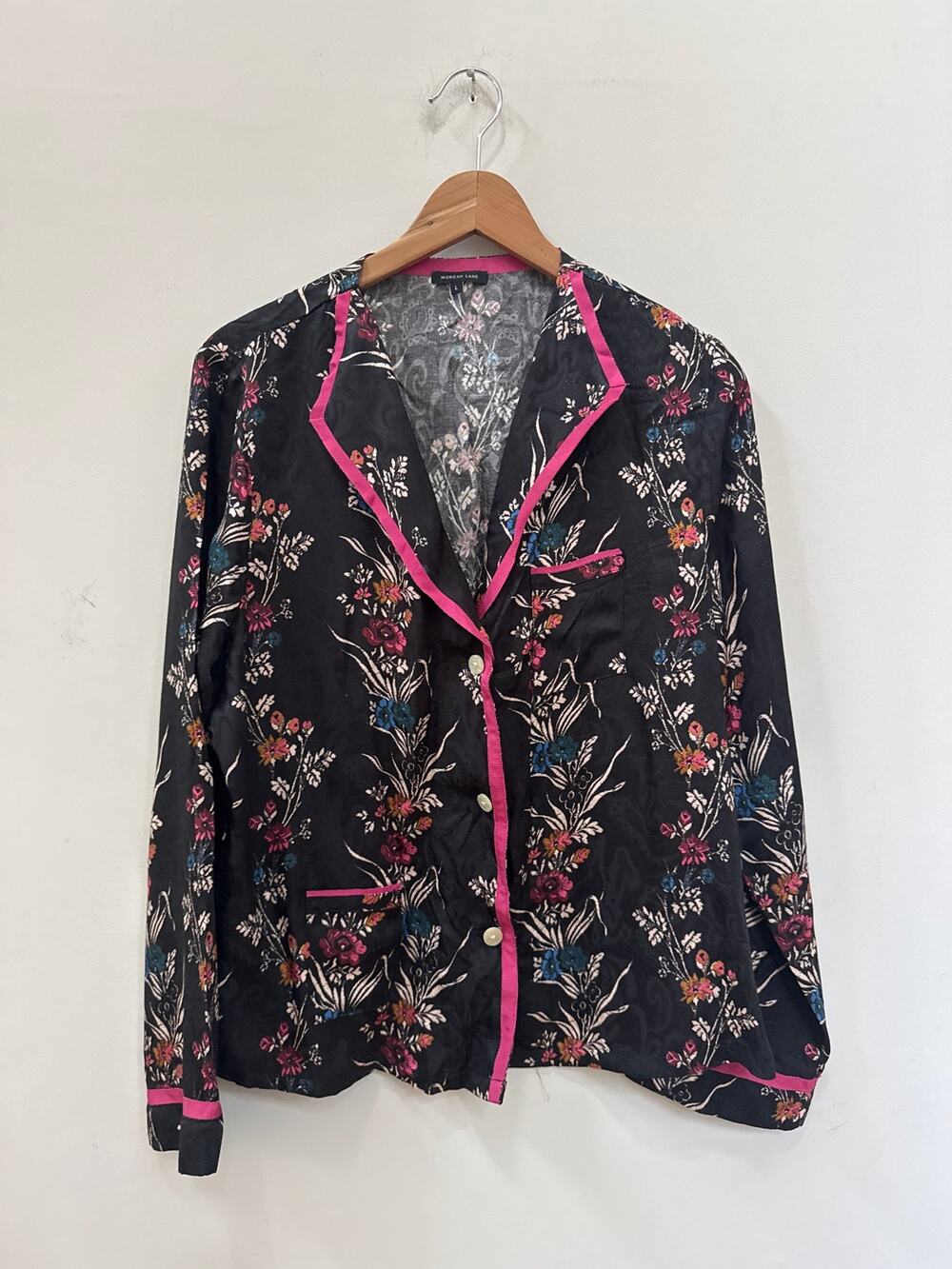 Morgan Lane Mimi Martina Grosgrain-trimmed Floral Pajama Top Silk Blend Large
